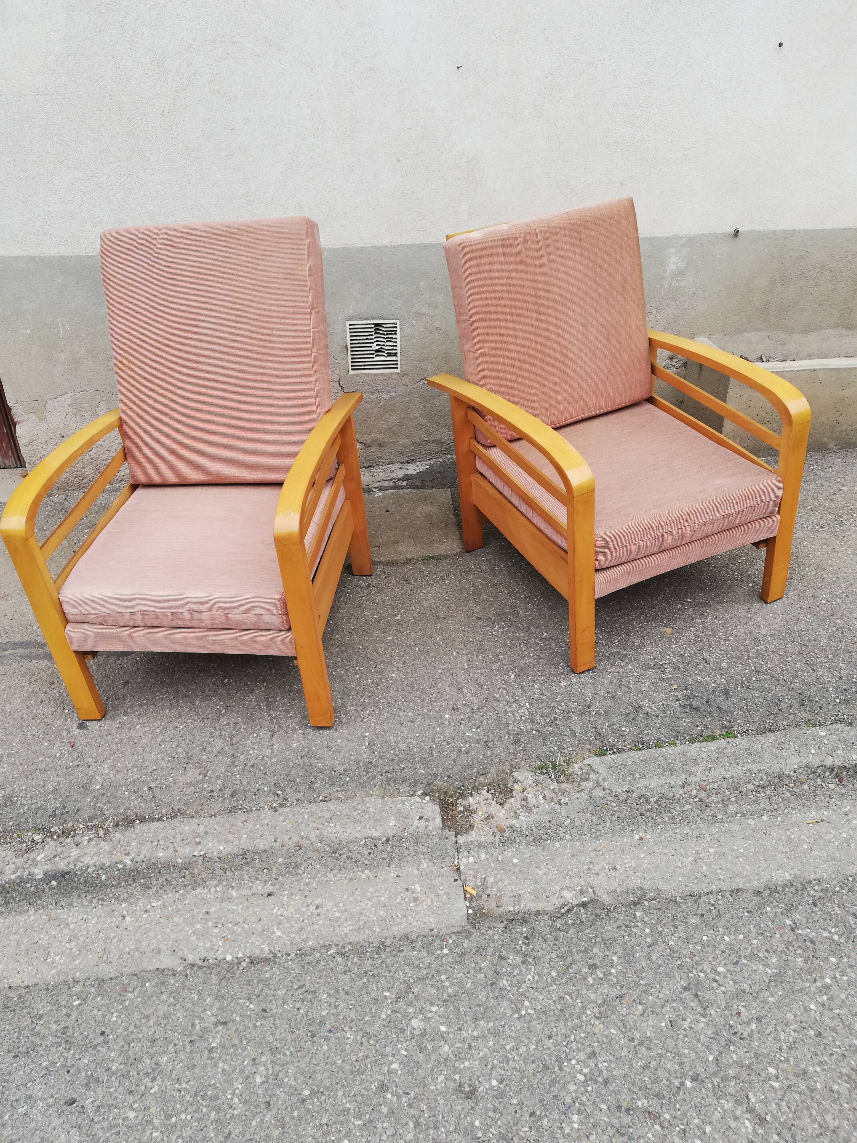 Pair of armchairs year 50 adjustable back