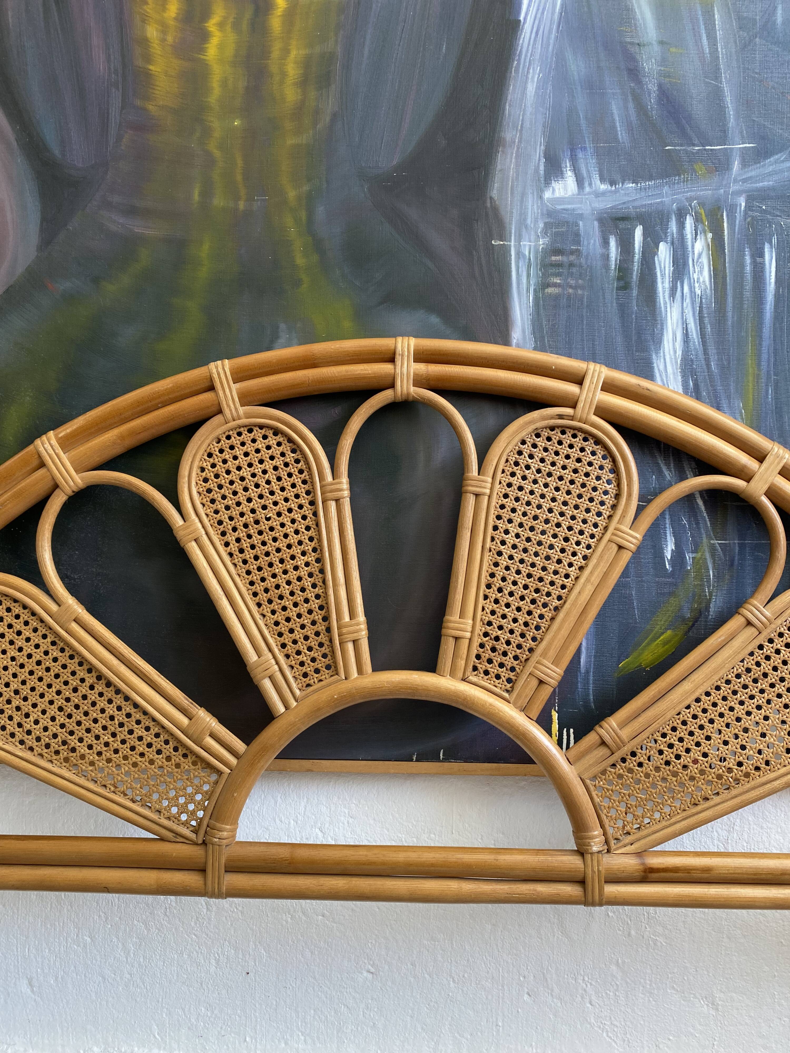 Vintage rattan headboard and peacock cannage