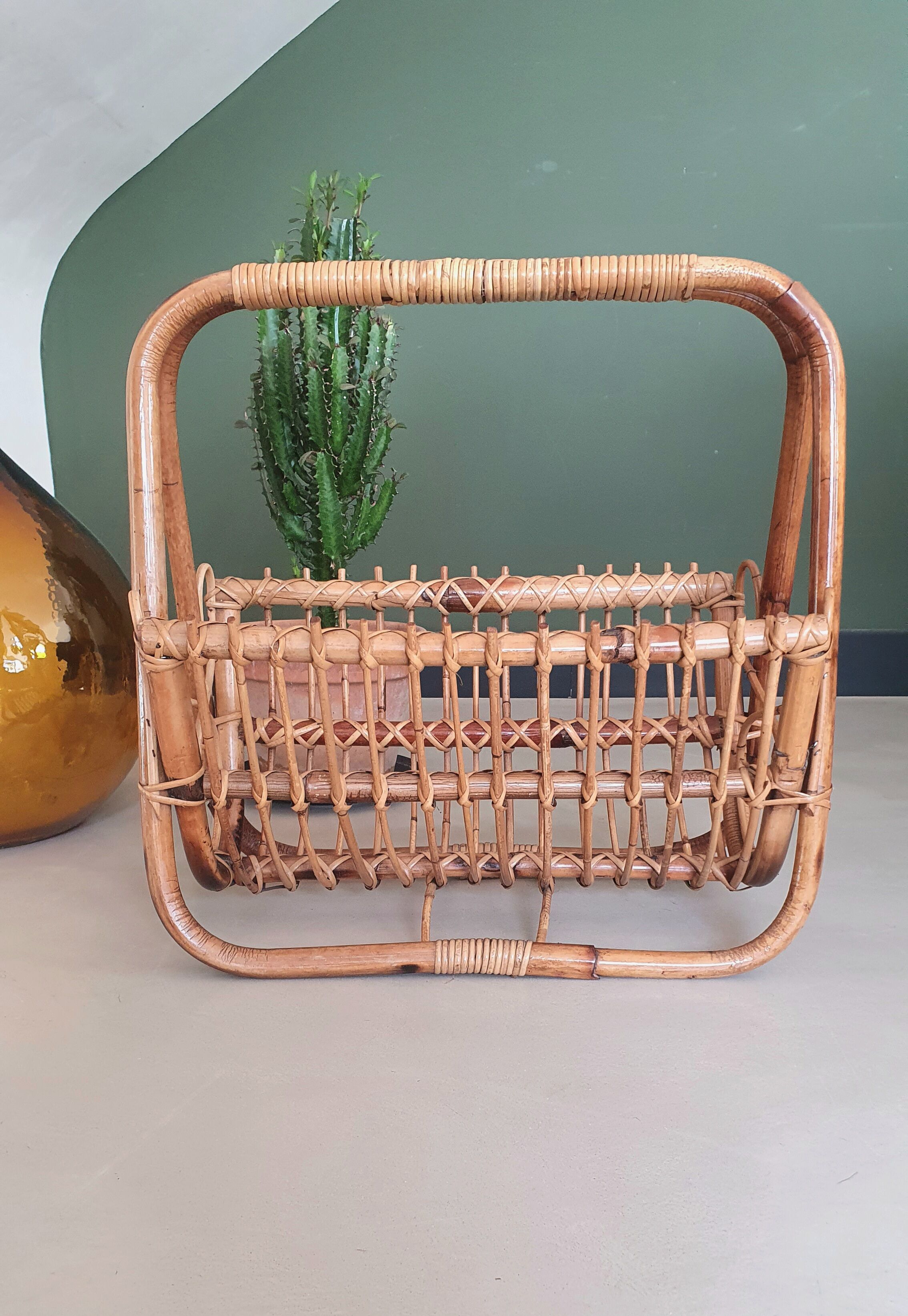 Rattan magazine holder, 1960