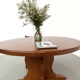 Brutalist round table in solid oak, 1960s.