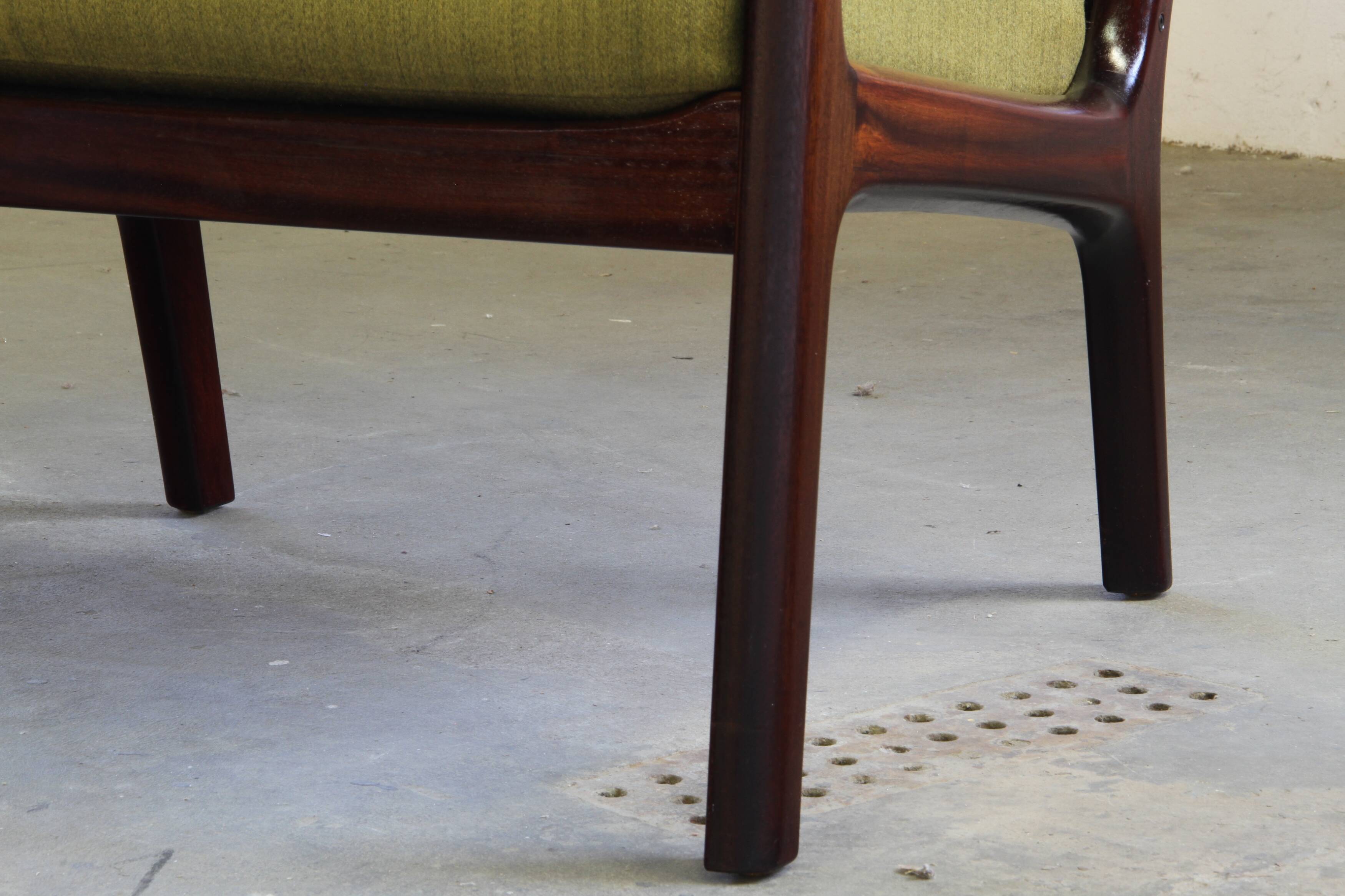 Vintage mahogany senator high back lounge chair by Ole Wanscher for Cado, 1960s