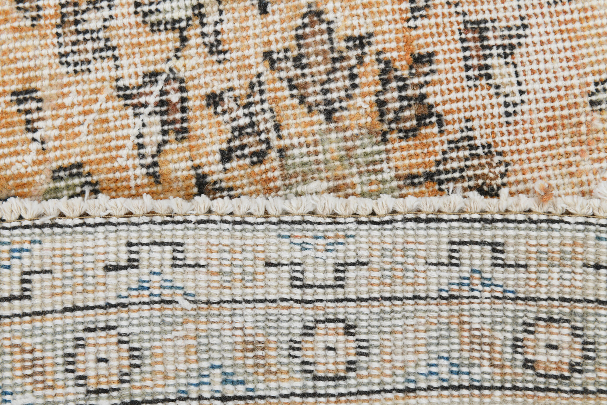 8x12 handmade orange foloral turkish rug 383x257cm