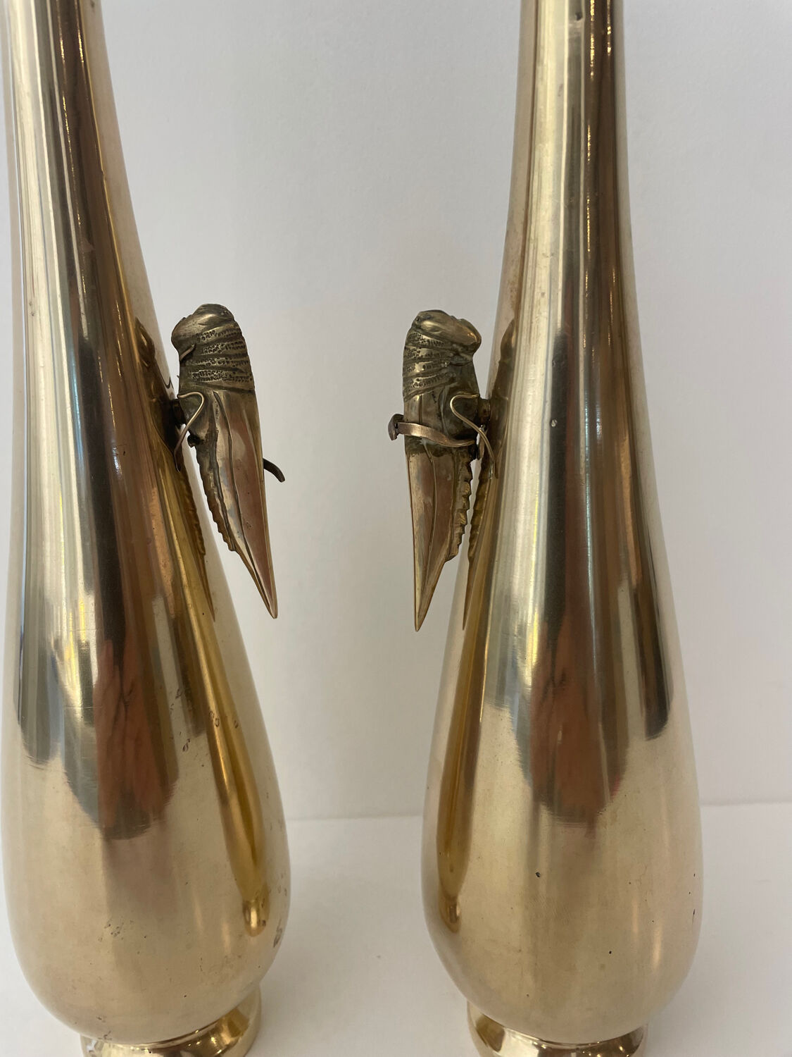 Pair of gilded bronze flower vases - Japan - 1900 Meiji era