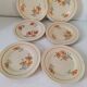 Set of 6 vintage orange and blue floral plates – 1950s