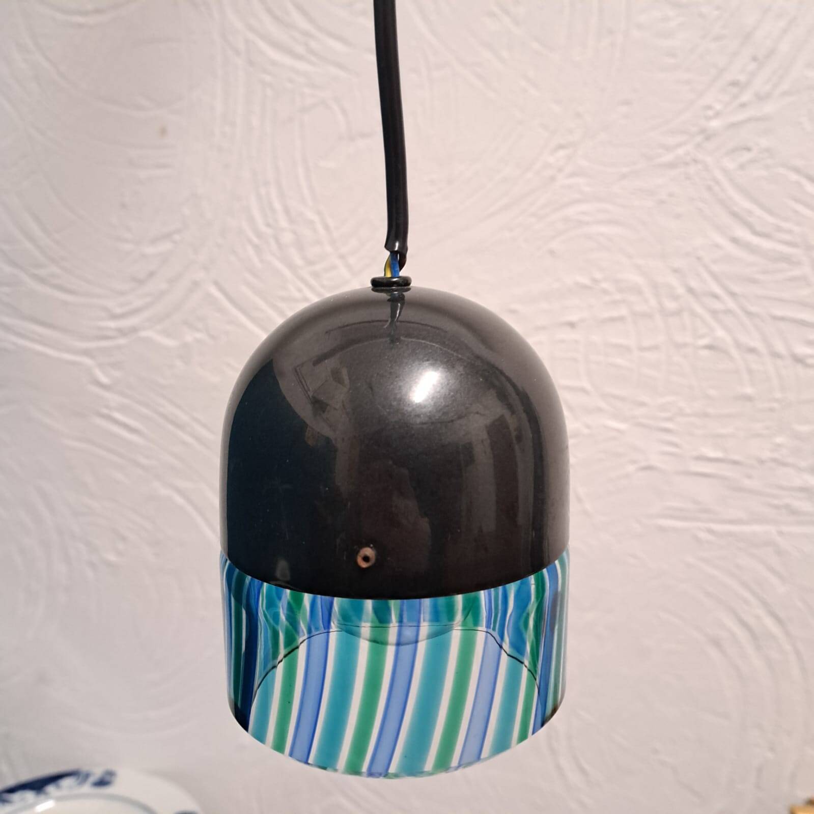 Suspension lamp, 1980s, glass with alternating rods