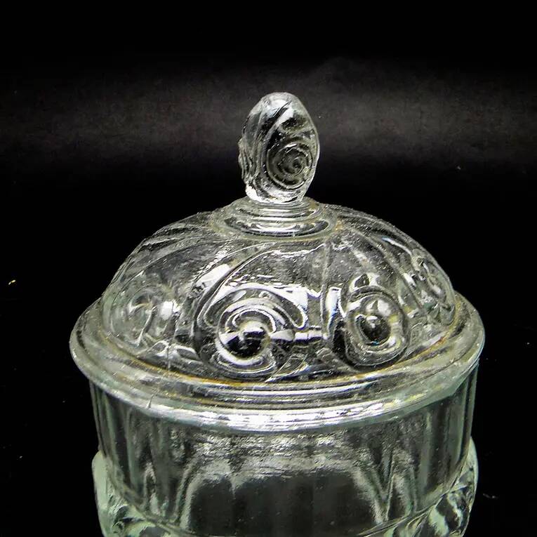 Sugar bowl, postmodern new look, pressed glass, Poland, 1970s