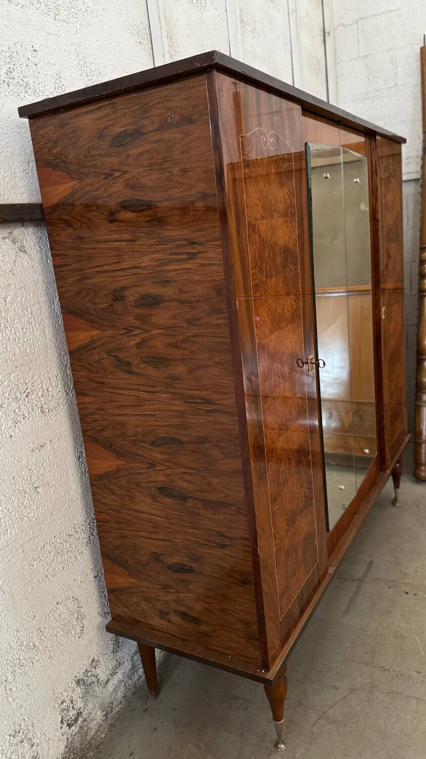 Vintage 4-door mirrored wardrobe