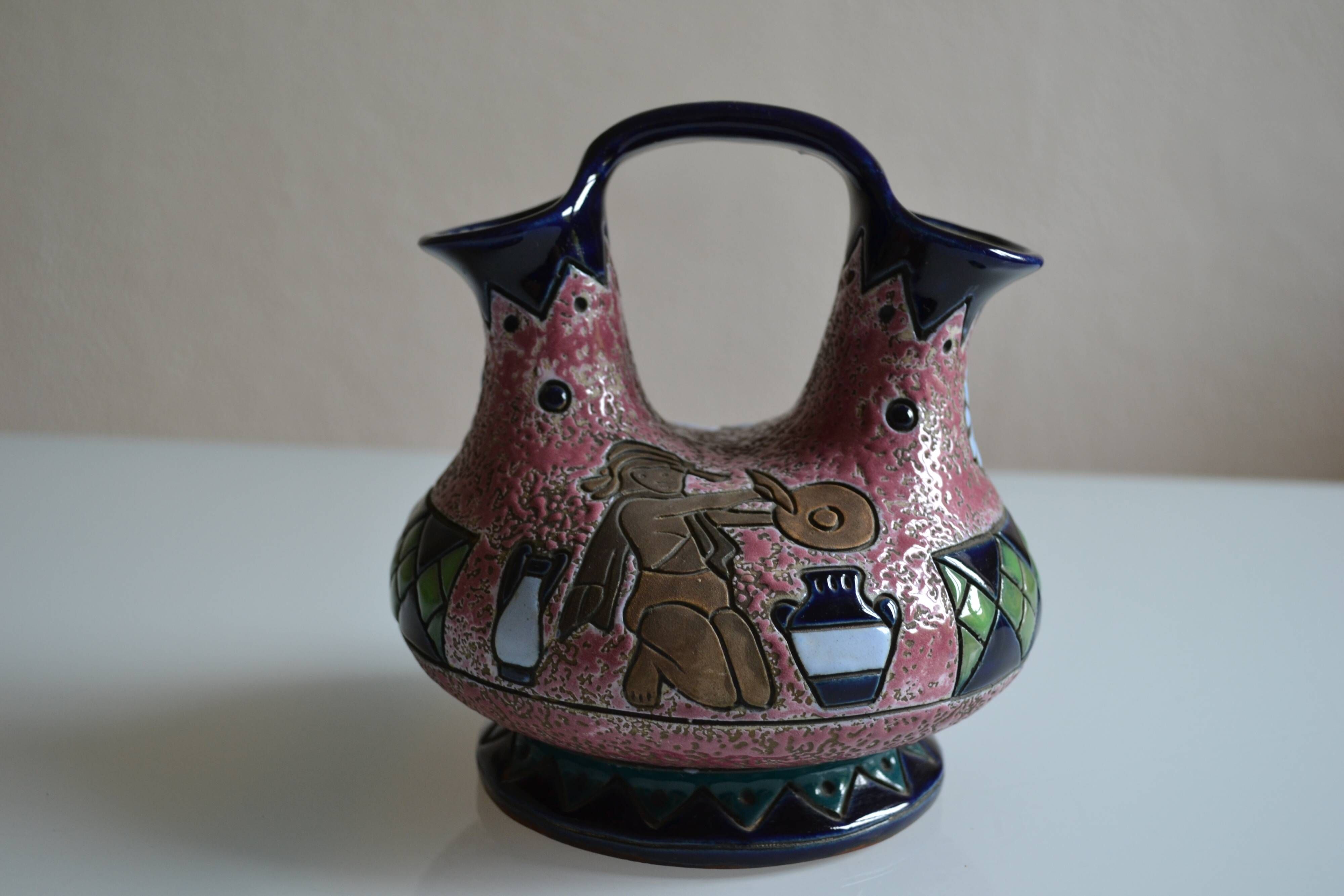 Art deco ceramic tulip vase Amphora Czechoslovakia