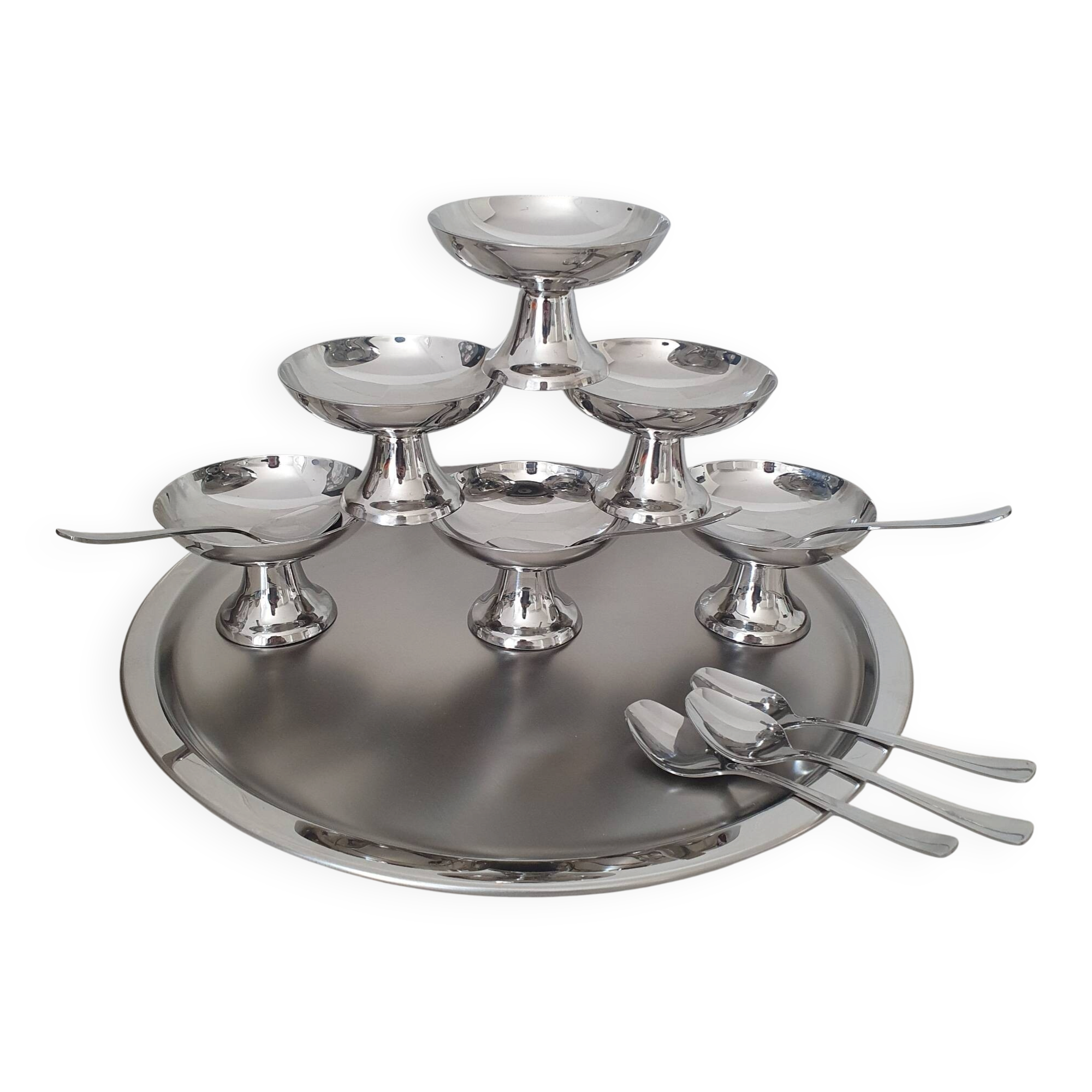 Guy Degrenne / Service en inox massif complet / Coffret coupes cuillèr