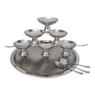 Guy Degrenne / Complete set in solid stainless steel / Set of soup spoons
