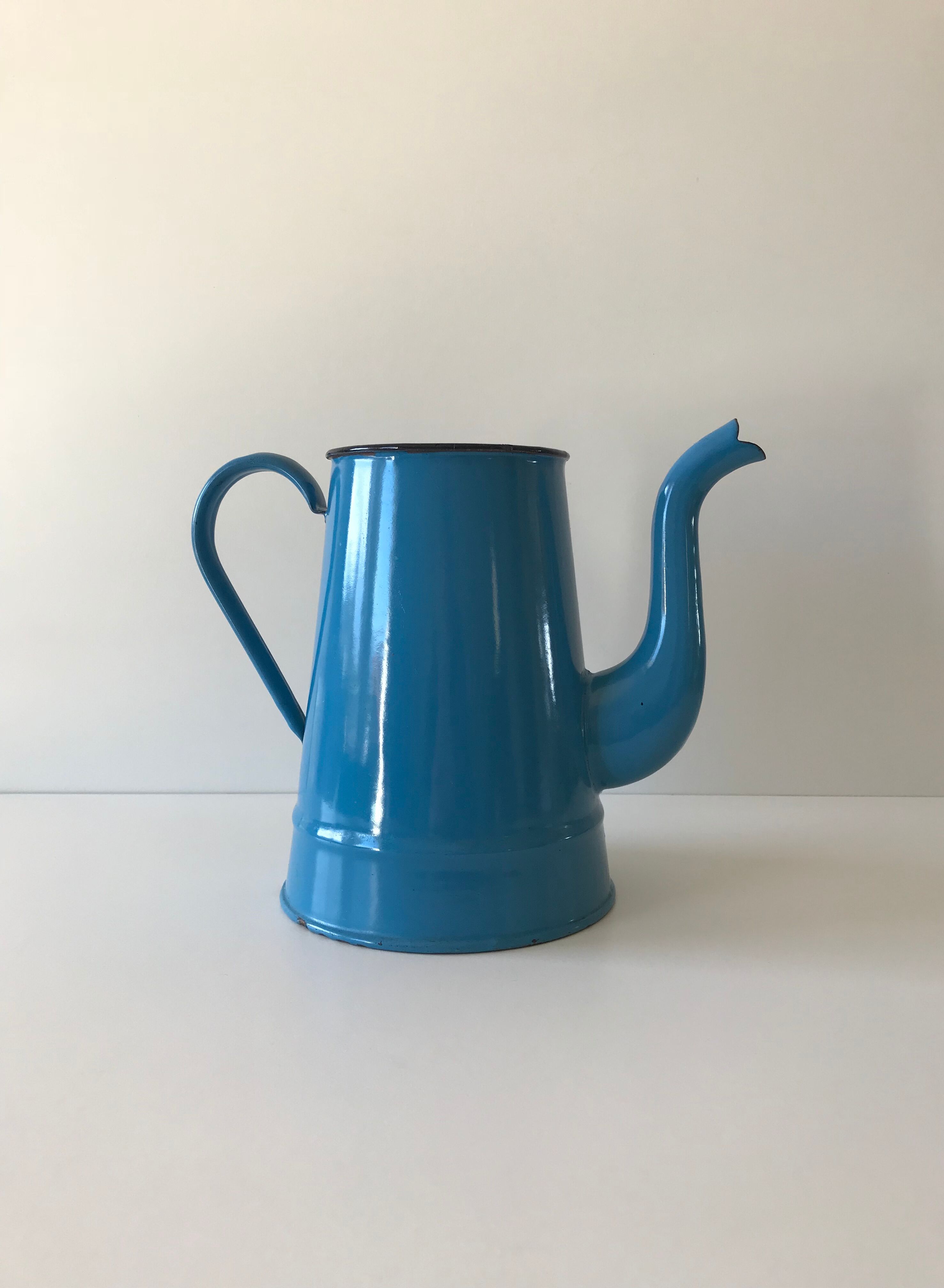 Blue enamel teapot