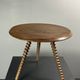 Midcentury wood turned barley twist side table with cork screw legs 1950s