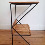 Rattan and metal side or bedside table