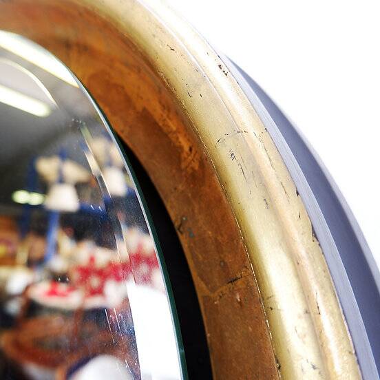 Large round wall light mirror gold leaf - 1960s - Ø66cm