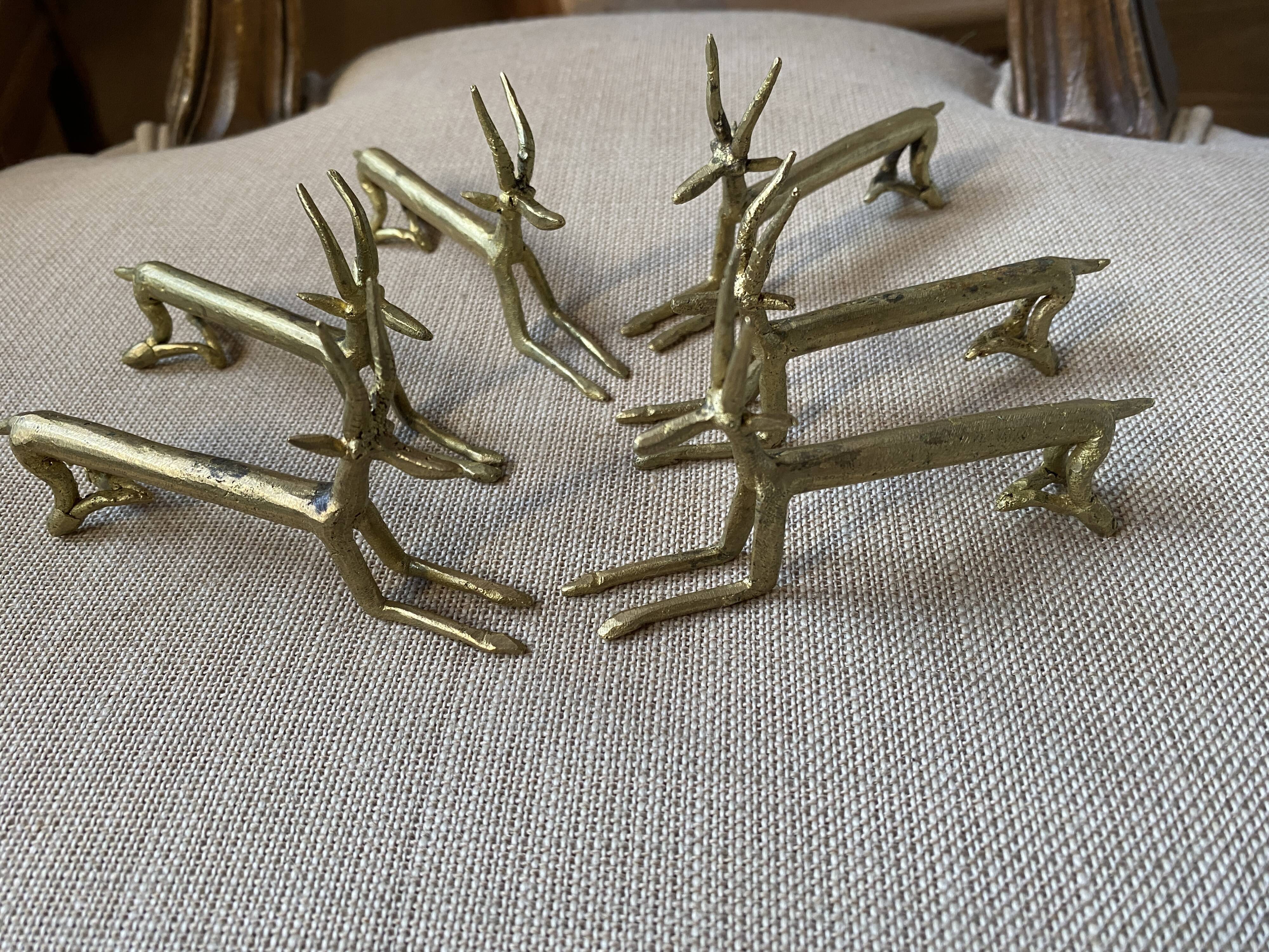 Lot de 6 porte-couteaux en bronze doré
