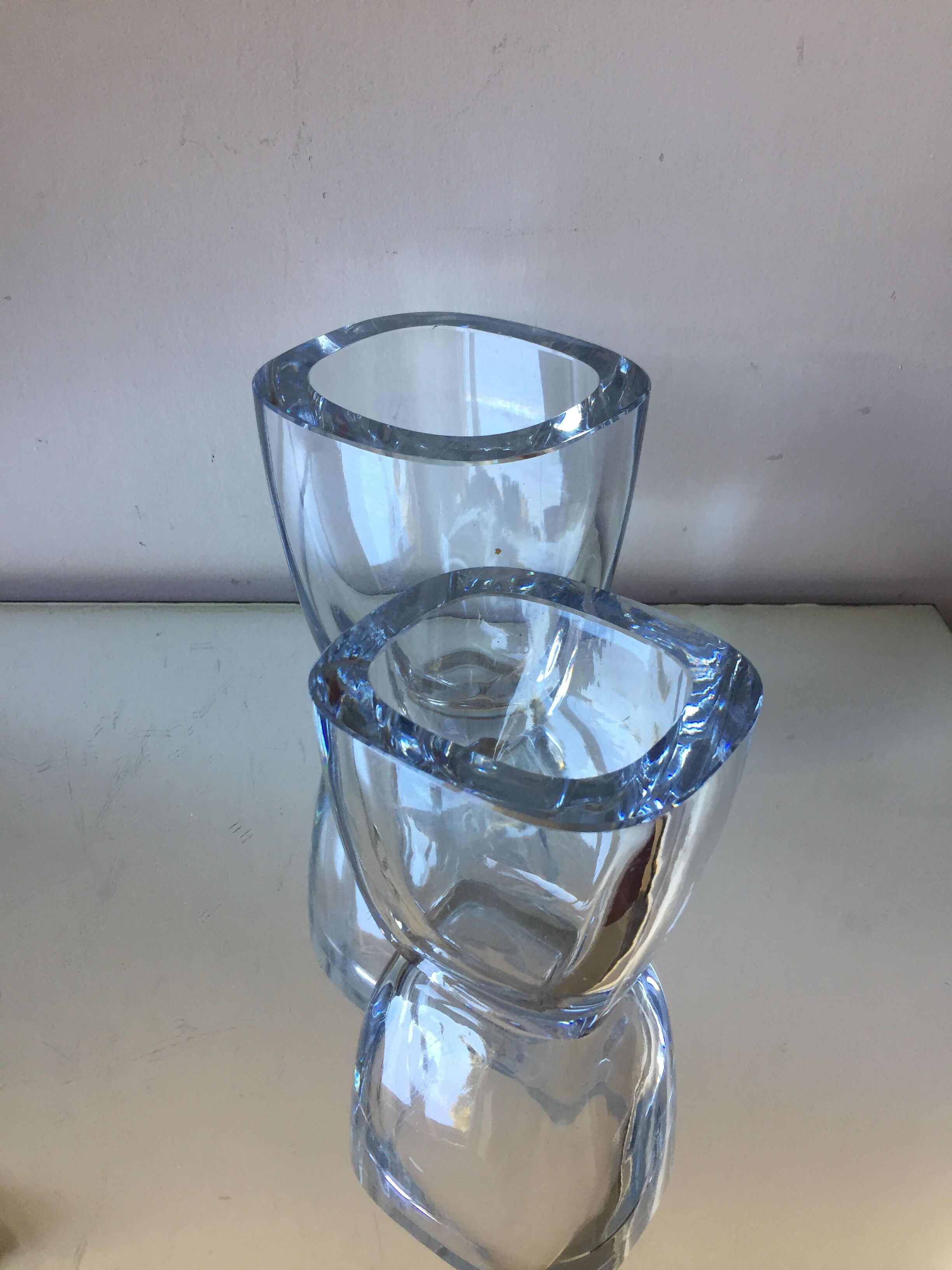 Pair of Strombergshyttan crystal  ases