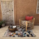 Tapis Berbère Boucherouite coloré - 129 x 160 cm