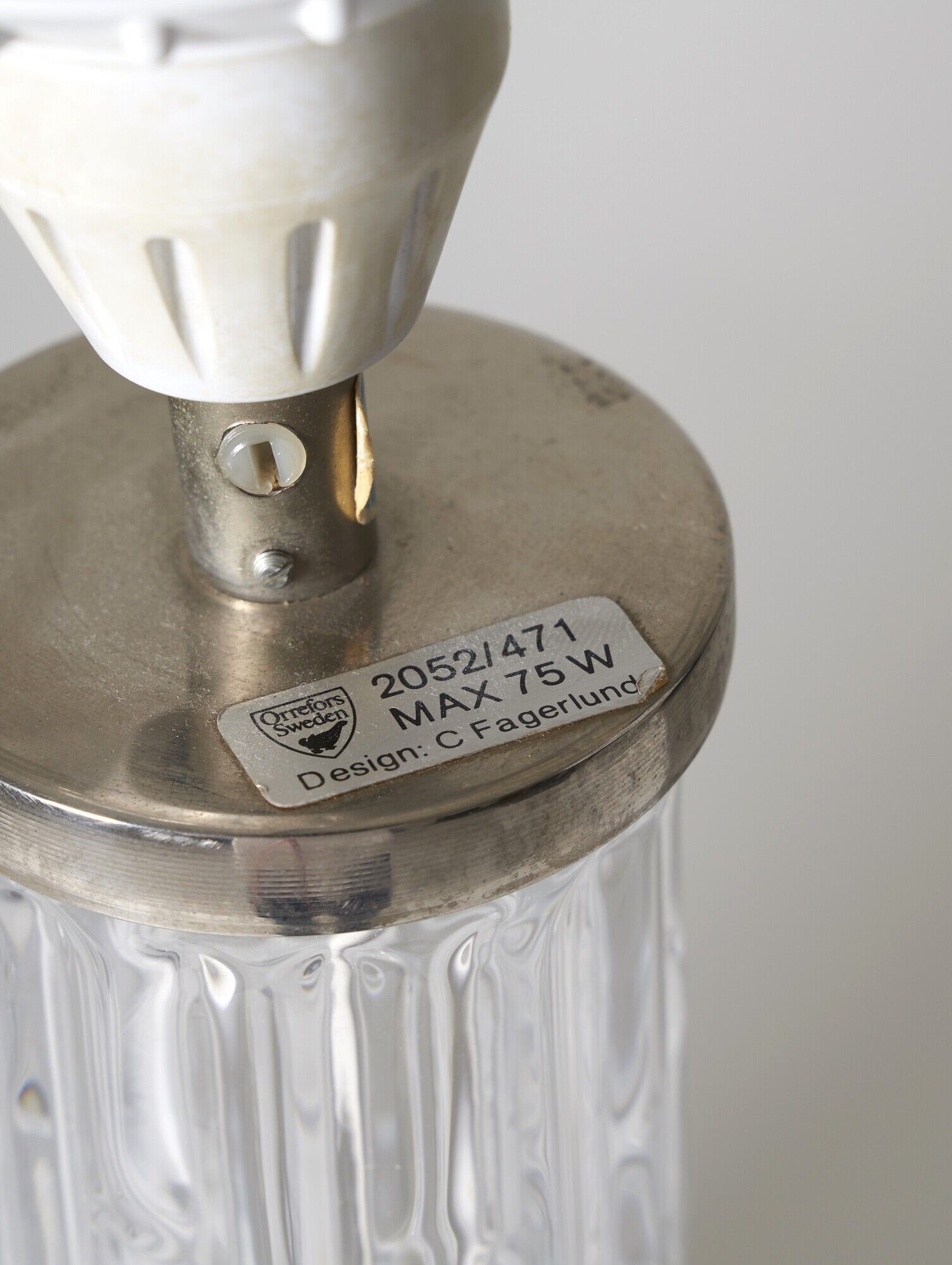Pair of vintage crystal table lamps by Carl Fagerlund for Orrefors