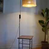 Vintage modernist reading floor lamp with table Poland 1960