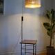 Vintage modernist reading floor lamp with table Poland 1960