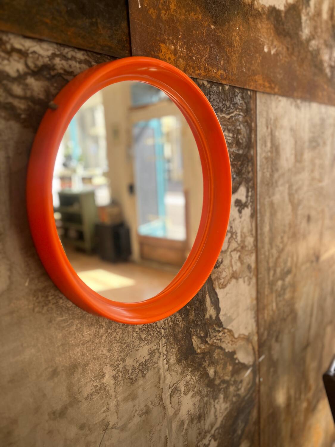 Miroir rond orange