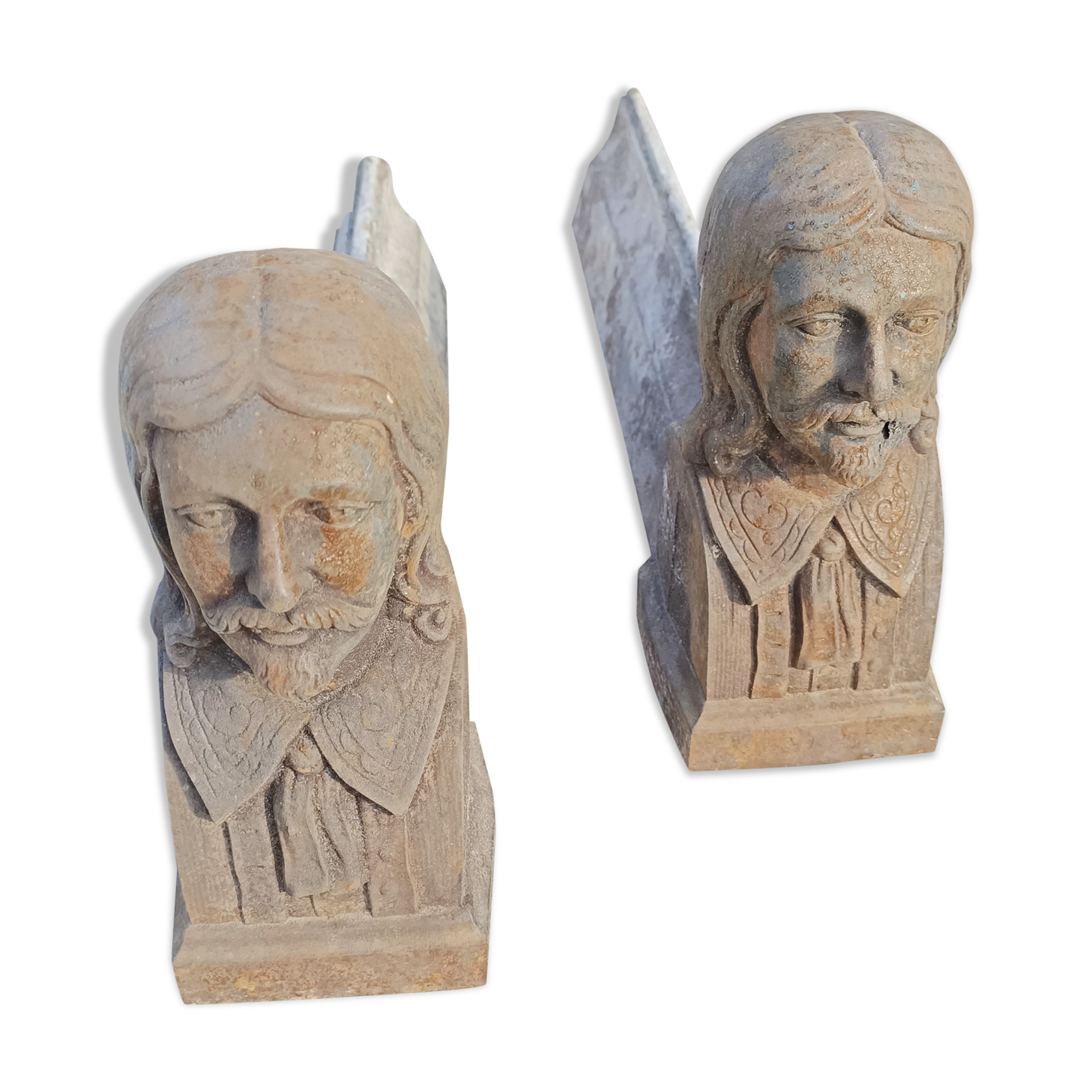 Paire de chenets en fonte