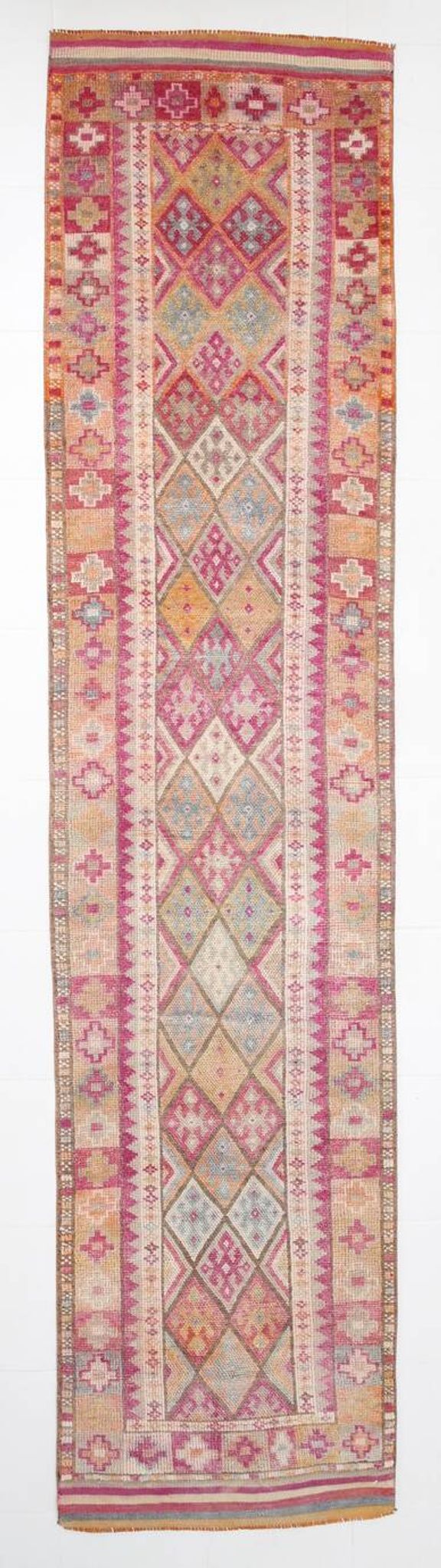 3x13 Pink Hallway Turkish Runner Rug,94x409Cm