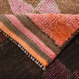 3x10 Pink & Brown Stars Pattern Vintage Runner Rug, 94x320Cm