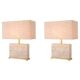 Pair of travertine and patinated brass table lamps, perfect for contemporary interiors.