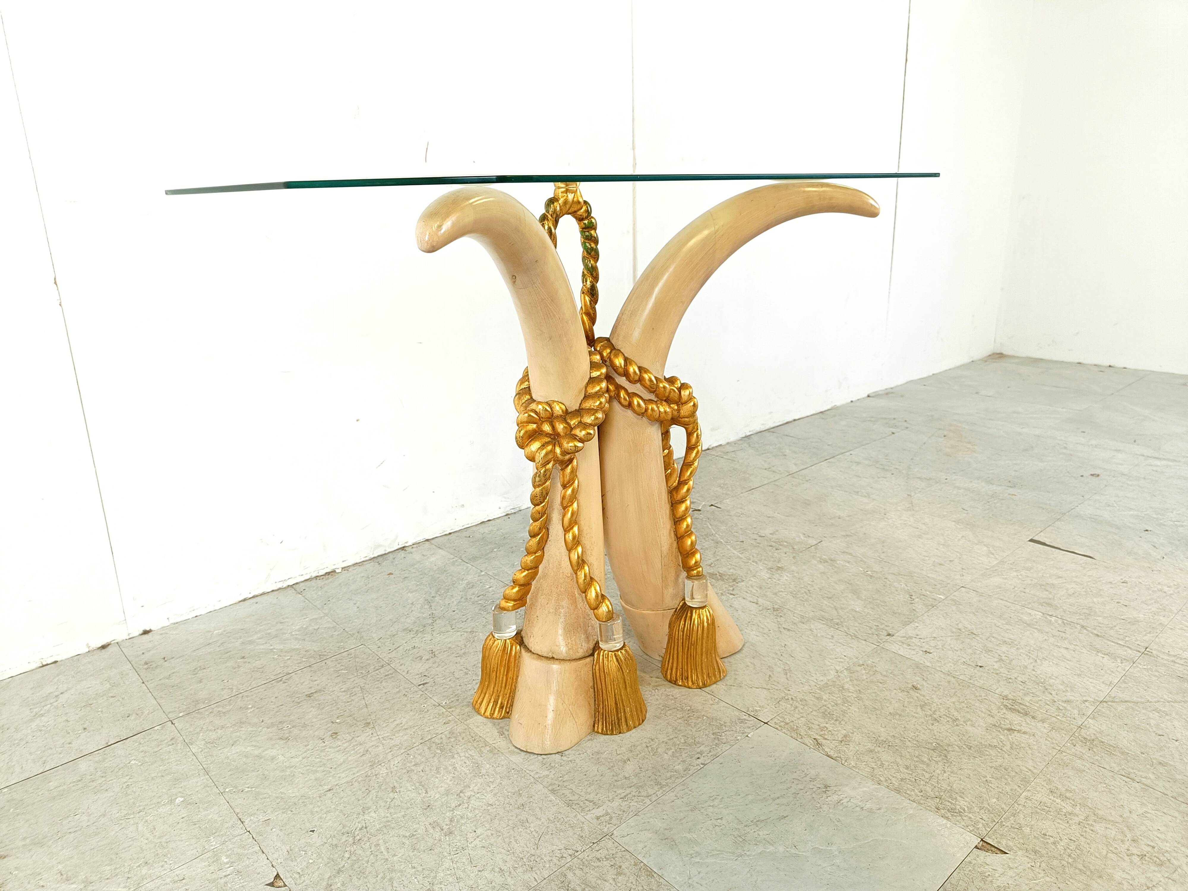 Vintage faux tusk console table, 1980s