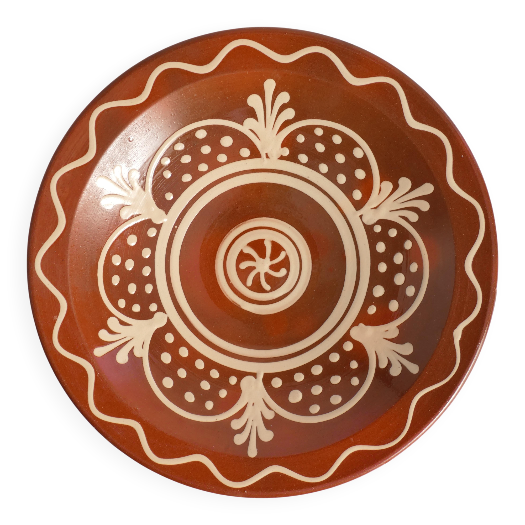 Brown & Cream White Stoneware Bowl by Andersson & Johansson, Höganäs, 1920s