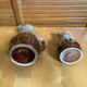 Pair of Barrel-Shaped Pitchers REVOL Flamed Ceramic 1/4 Litre Vintage