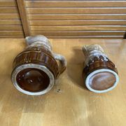 Pair of Barrel-Shaped Pitchers REVOL Flamed Ceramic 1/4 Litre Vintage