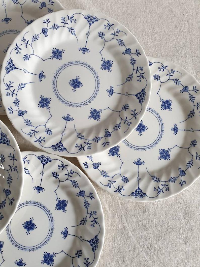 Old Flat plates X6 motif "Royal Copenhagen" in retro earthenware