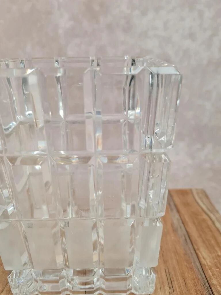 Vintage glass vase with geometric design