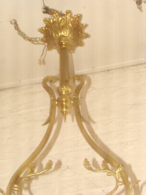 bronze and brass chandelier with 6 arms from the early 20th century