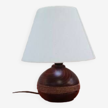 Lampe boule en bois et corde