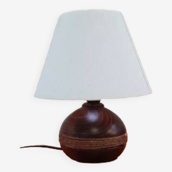 Wooden and rope ball lamp