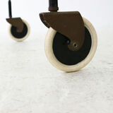 Mid-century modern foldable serving trolley with teak trays