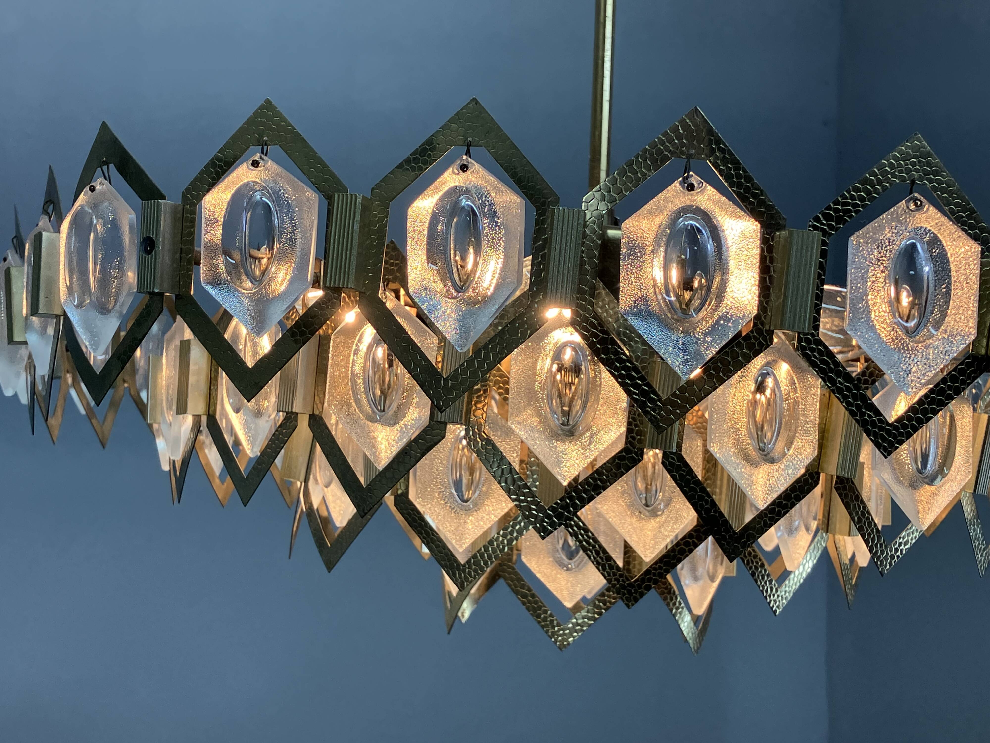 1960s Faceted Glass Chandelier by Jaroslav Bejvl for Kamenicky Senov