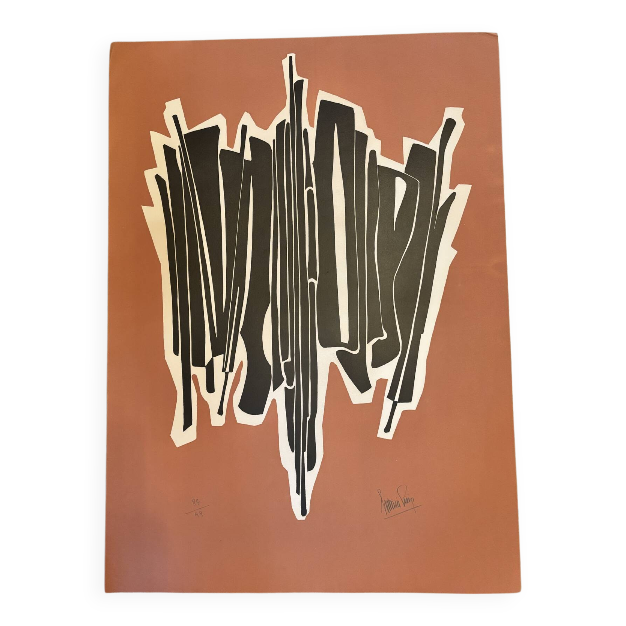 Original Abstract Lithograph Antonia Pino 1970. Signed Numbered 8