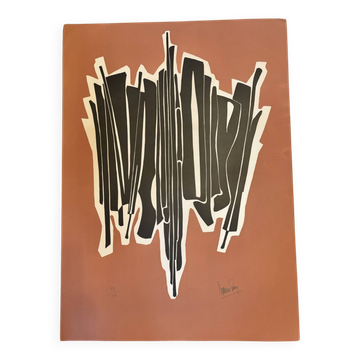 Original abstract lithograph by Antonia Pino, signed and numbered 8, 1970.
