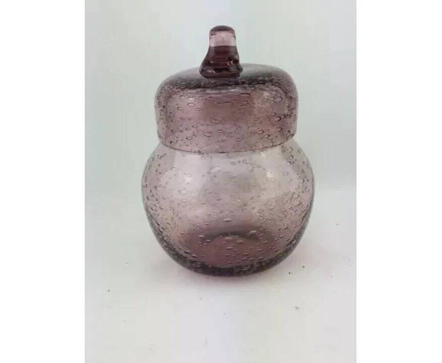 Vintage pink bubble glass bonbonnière.
