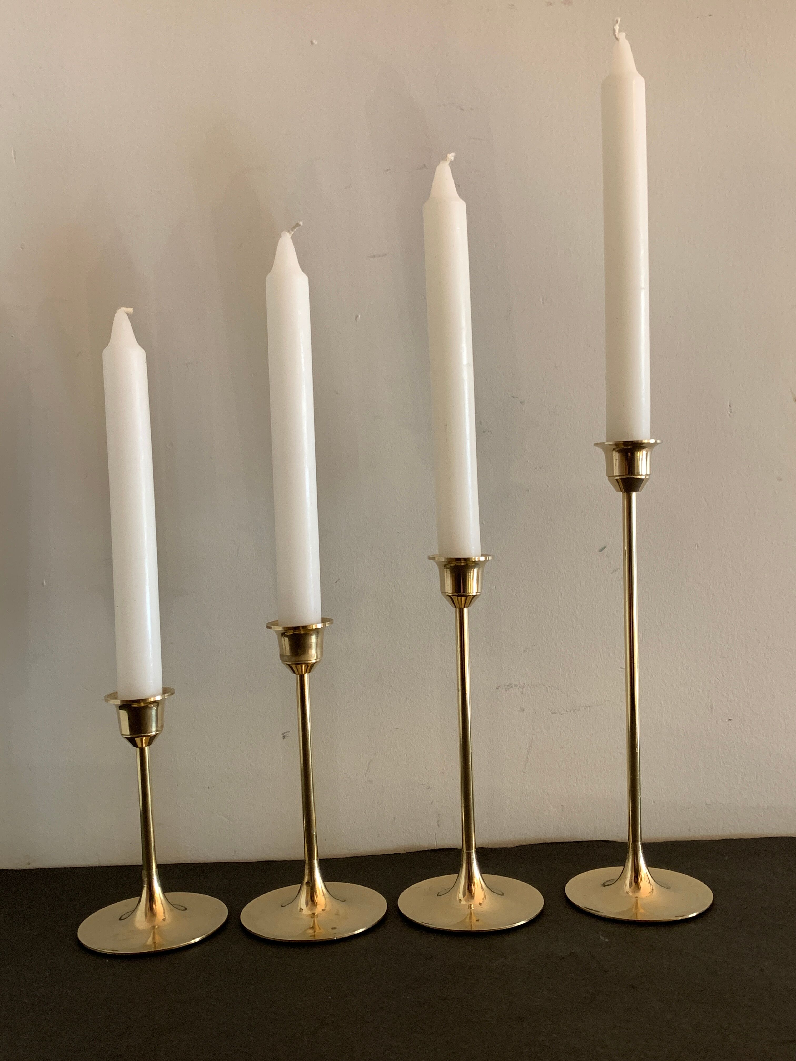 4 Scandinavian brass candle holders