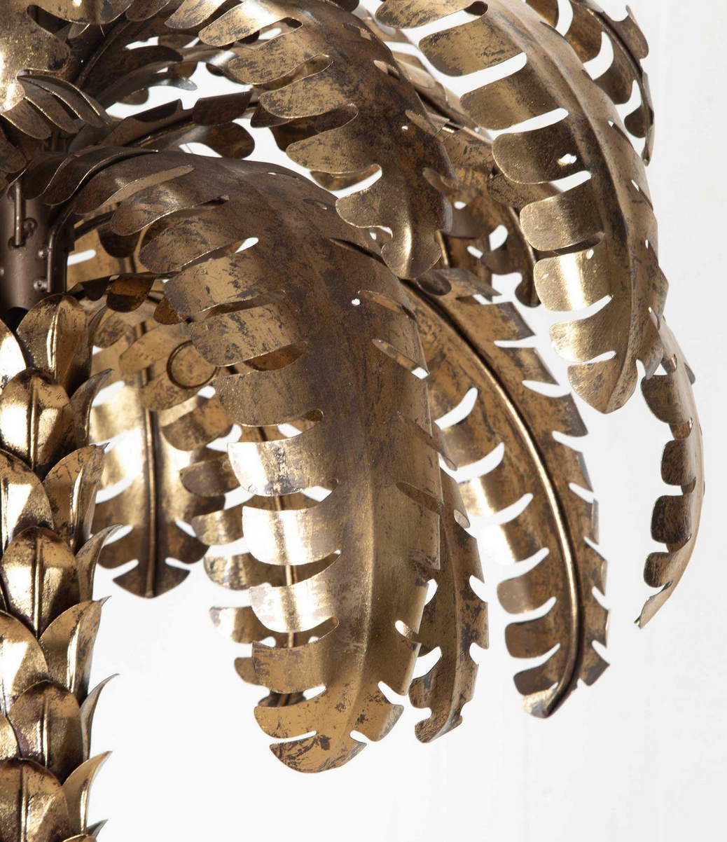 70s golden metal palm tree floor lamp