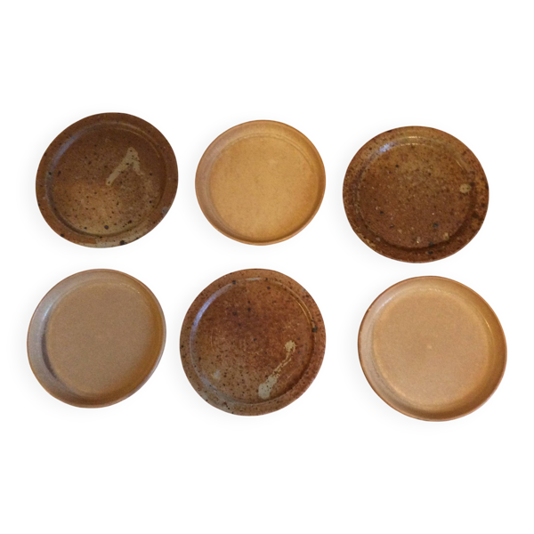 6 assiettes à dessert en grès