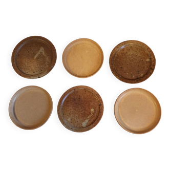 6 assiettes à dessert en grès