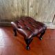 Vintage 1970s Chesterfield red leather footrest
