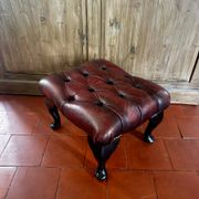 Vintage 1970s Chesterfield red leather footrest