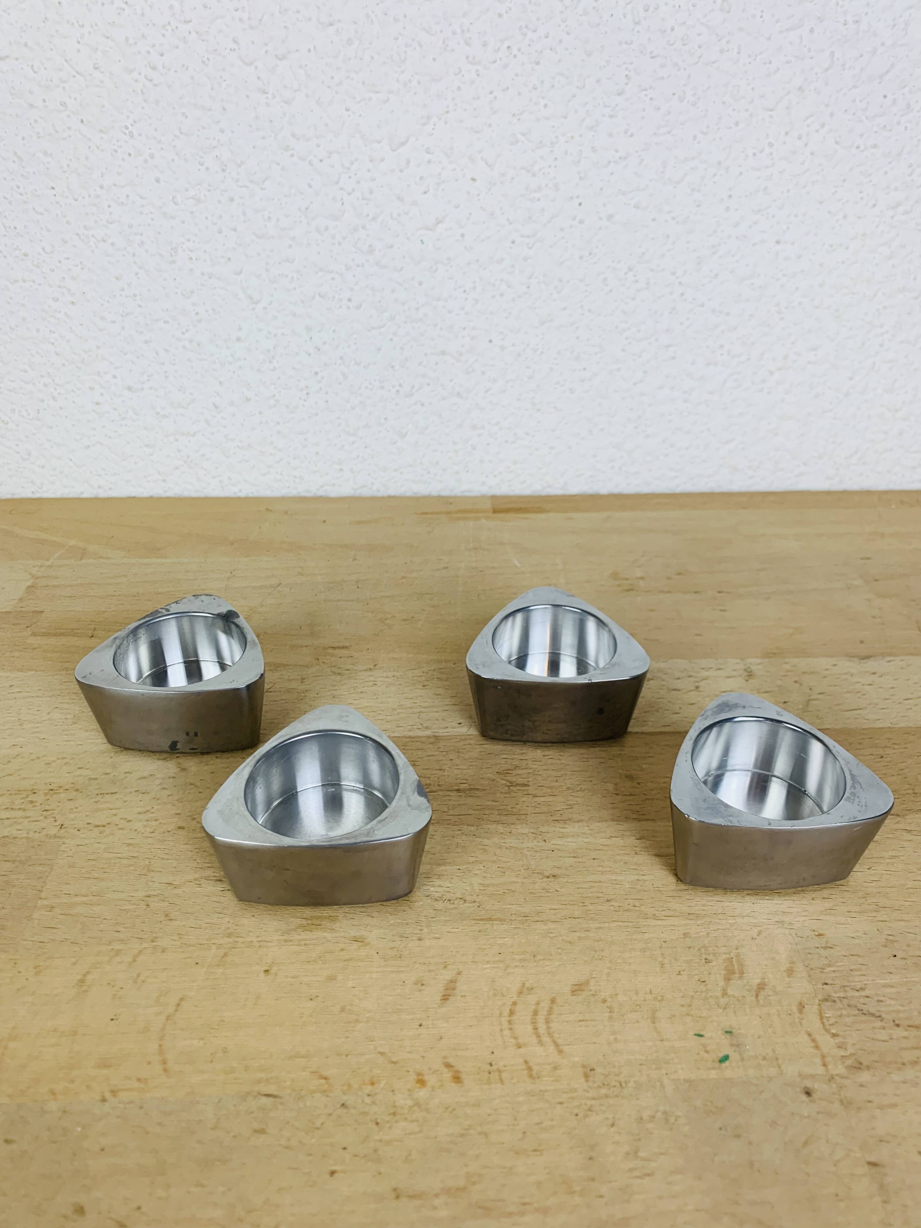 4 aluminum triangle candle holders, Ikea